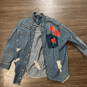 Denim print jacket
